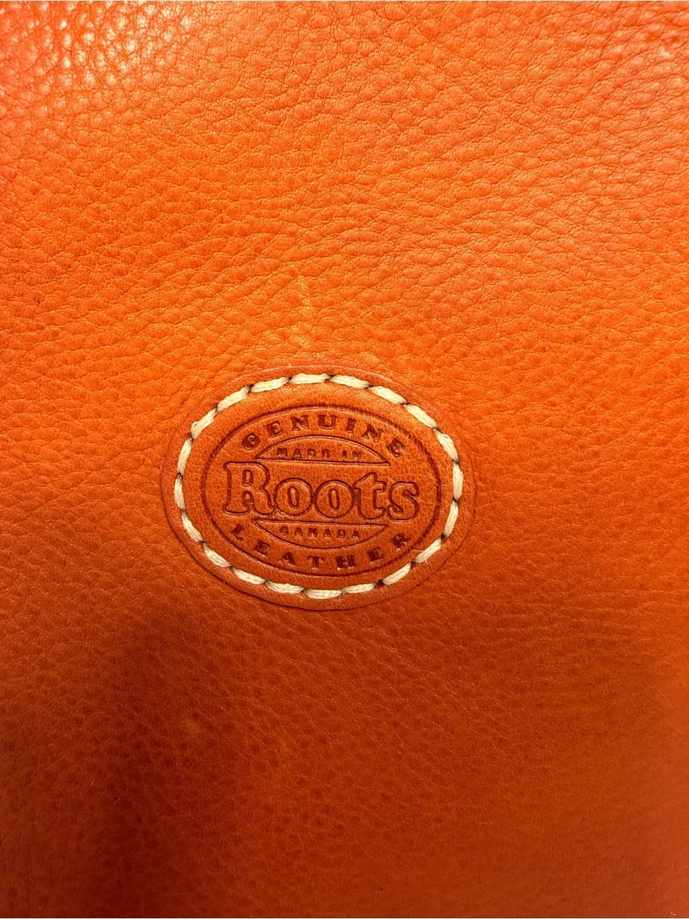Roots Canada Orange Genuine Leather Wristlet Clutch with MB80 Embroid